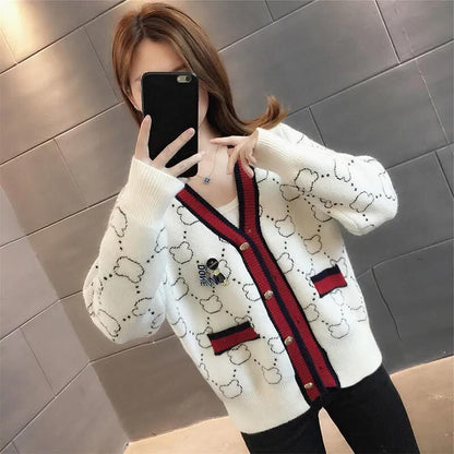 都市ファッショ デザイン オシャレ 上質 切り替え 4色選択 ニットトップスE-9666