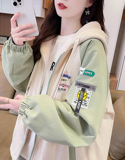 絶対欲しい スタイルアップ 定番シンプル 切り替え 2色選択 パーカー トップスE-9702
