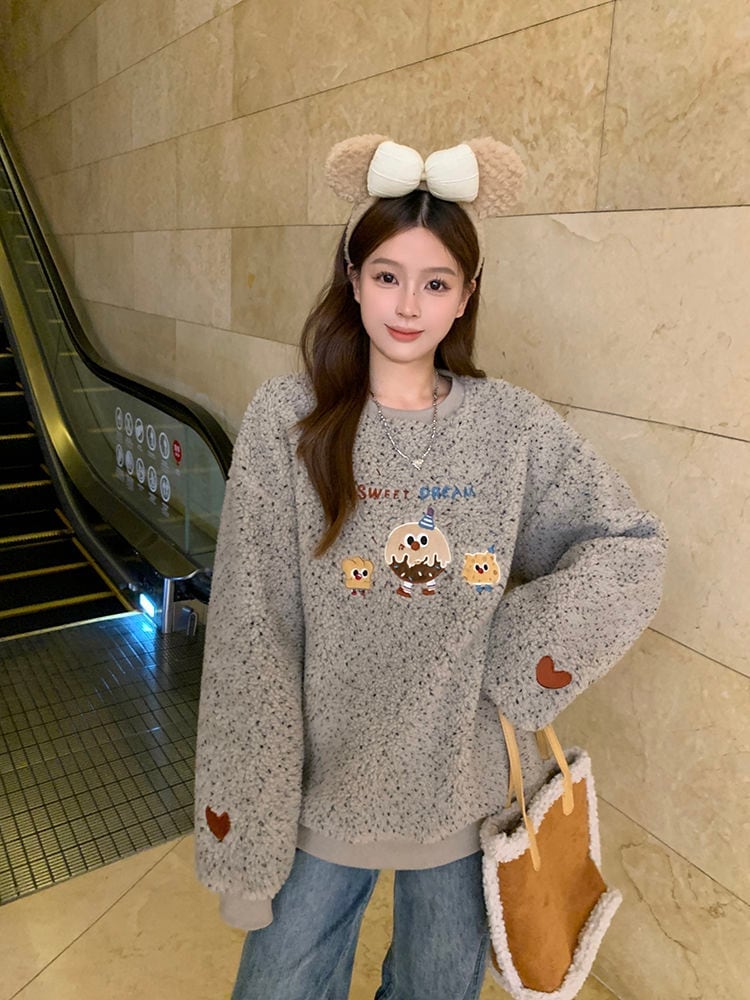 絶対欲しい刺?ロゴもこもこボアスウェット全2色E-4548