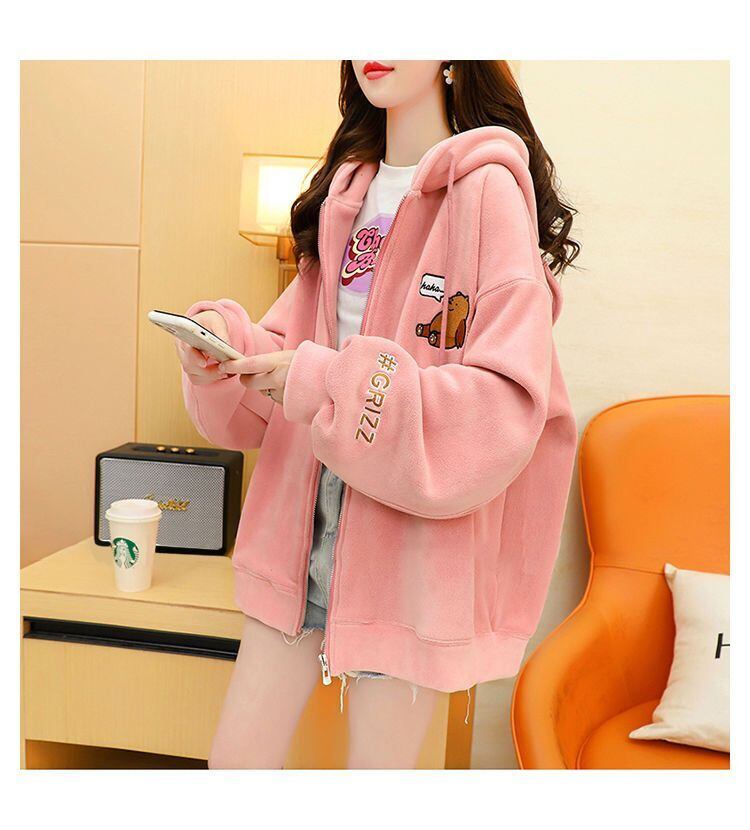 超人気 キュート 快適トップス カジュアル 刺繍 2色選択 フリース コート ボアジャケットE-9807