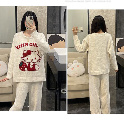 【人気急上昇中！】柔らかな肌触りで着心地も楽ちん！モコモコ パジャマ ルームウェア 上下セットE-10159