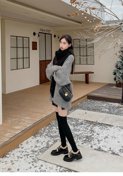 好感度満載 美感いっぱい 太ヒール スクエアトゥ ベルベット ローファー 革靴 2色選択可 シューズE-10551