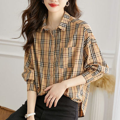 絶対欲しい チェック柄 こなれ感のあるスタイルが叶う1枚 切り替え Tシャツ E-9513