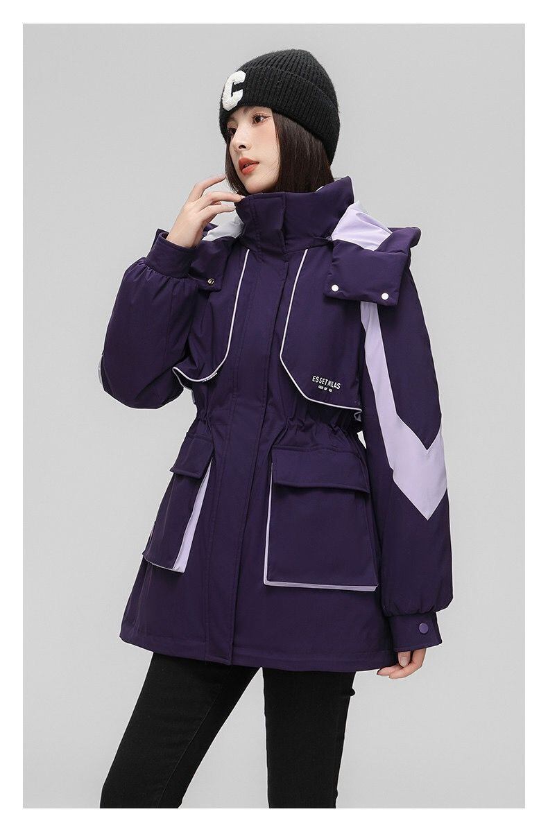 ファッション 4色選択 スタイルアップ フード付きジッパーコート E-10012