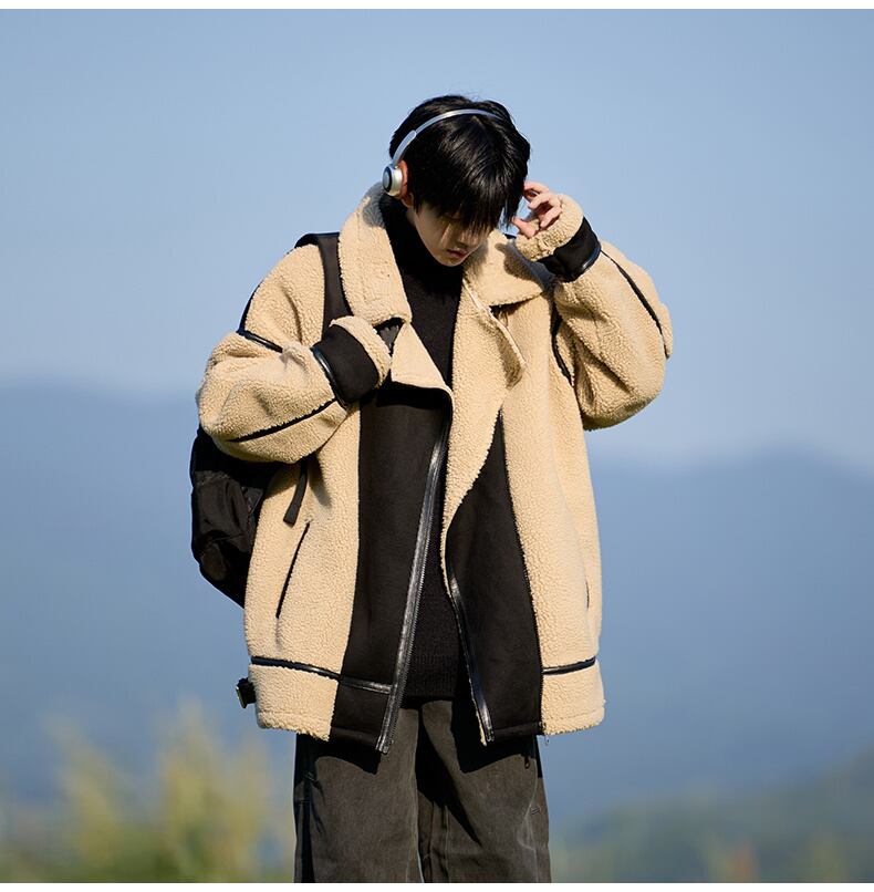 冬新作 ムートン風 暖かい 3色展開 ジャケットE-12583