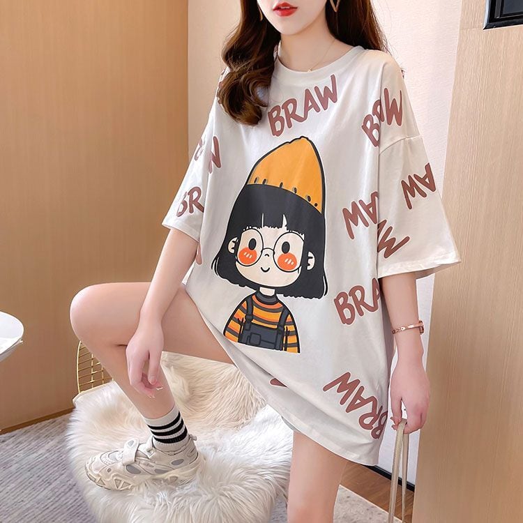 新商品 好感度満載 ラウンドネック プリント Tシャツ カットソー＜ins-8477＞