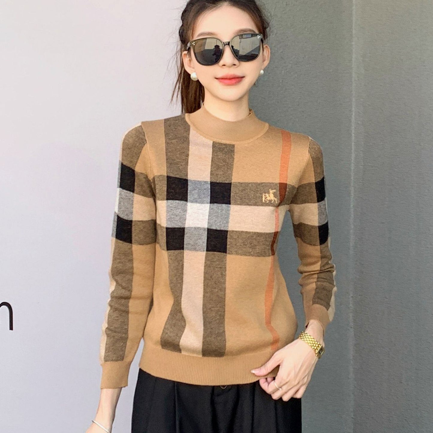 スタイルアップ 海外トレンド 形が綺麗 2色選択 ニットトップスE-9797