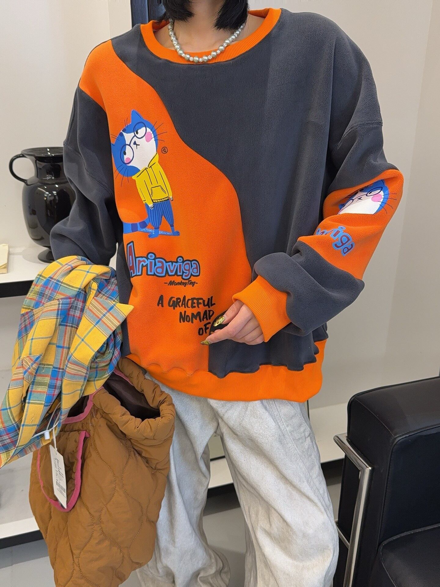 ファッション 柔らかくて優しい印象  カジュアル   3色 スウェット  E-12202