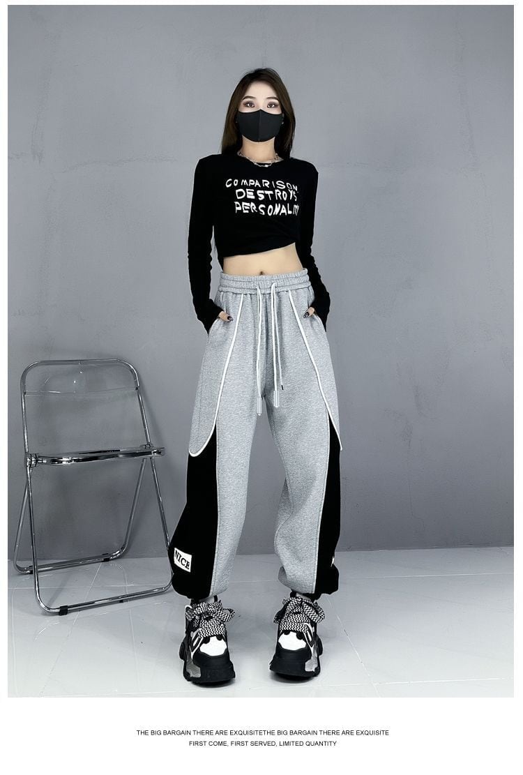 大人可愛い 個性的なデザイン スタイルアップ 2色 ジョガーパンツ E-10763