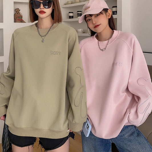 女子マスト刺?ロゴ厚手スウェット全4色E-4478