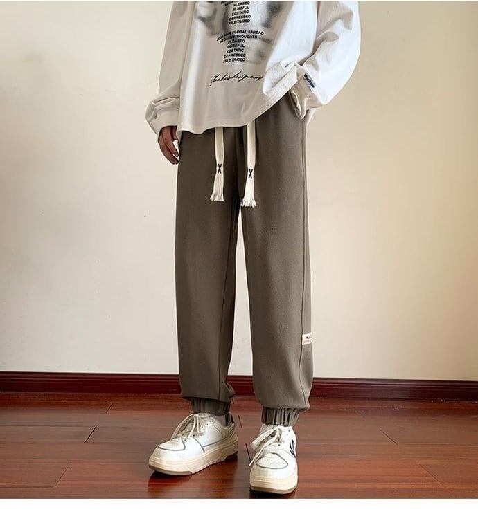 着?せロゴ裏起毛ジョガーパンツ3色あり   E-4466