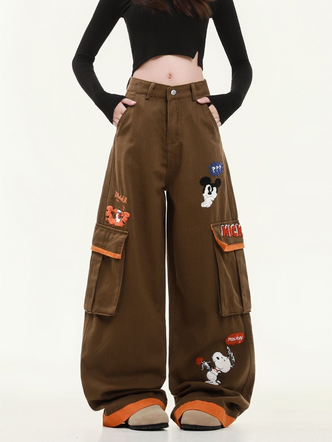 大人可愛い 売り切れ必至 プラスベルベット 2色選択 デニム ワイドパンツE-12350