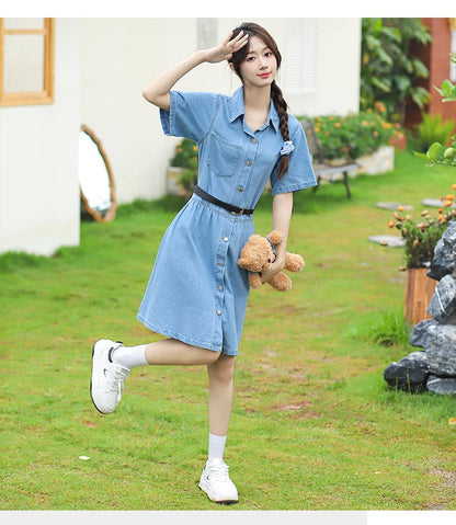 超人気 今季マストバイ カジュアル デニム ワンピース<ins-8332>