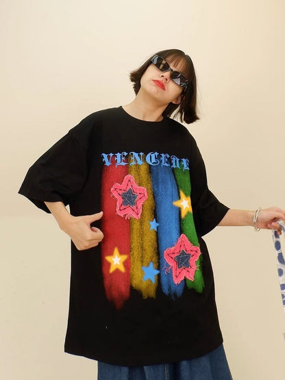 話題沸騰中 目を奪われる 流行新作 個性的なデザイン 2色選択 半袖 Tシャツ E-9309