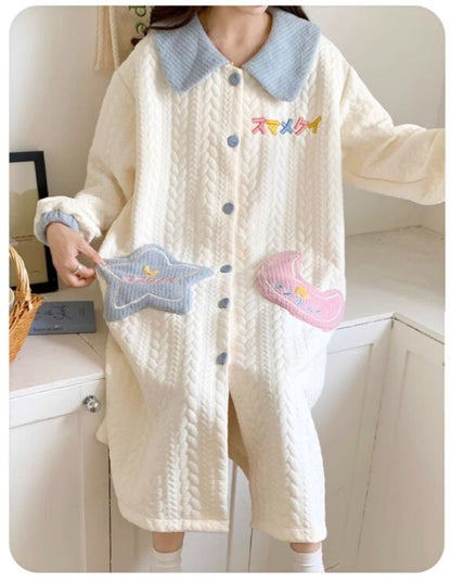 超人気 スウィート キュート 着心地良い 3 層の綿ラミネート ホームウェア パジャマE-9690