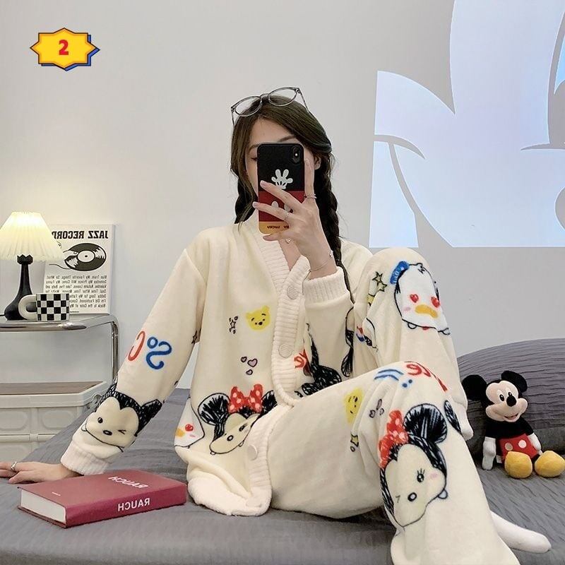 見逃し厳禁 パジャマ レディース秋冬ルームウェア トップス+パンツセットE-5730