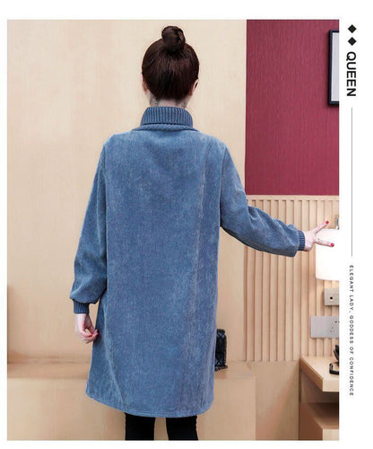 【裹起毛】質感のいい 4色デニム プラスベルベット長袖 ニット セーター E-10226