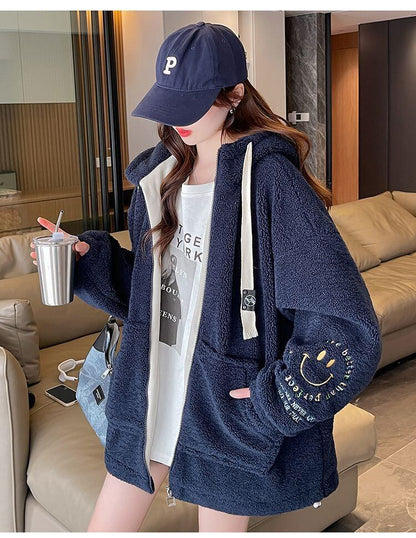 売り切れ必至 カジュアル 定番シンプル 2色選択 ラムフリース コート ボアジャケットE-9805