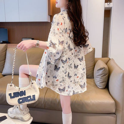 超人気 オシャレ 都市ファッショ デザイン 総柄 日焼け対策 全2色 シャツ E-9148