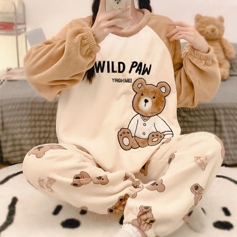 新商品 デザイン性抜群 大人可愛い 着心地良い 4種選択 コーラルベルベットパジャマ トップス+パンツセット E-9765