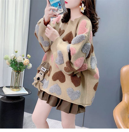 着回し力抜群 スタイルアップ 大人可愛い カジュアル 2色選択ニットトップスE-10582