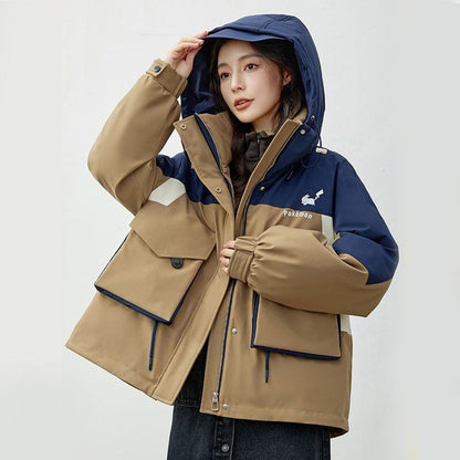 人気上昇中 高見えデザイン スタイルアップ効果抜群 切り替え 2色選択 ダウンジャケット E-9872