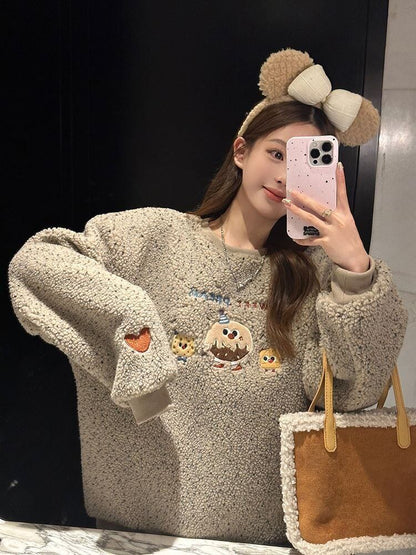 絶対欲しい刺?ロゴもこもこボアスウェット全2色E-4548