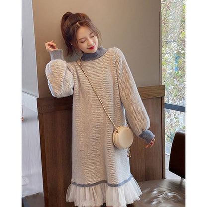 大人可愛いスウィートニットワンピース全2色E-4314