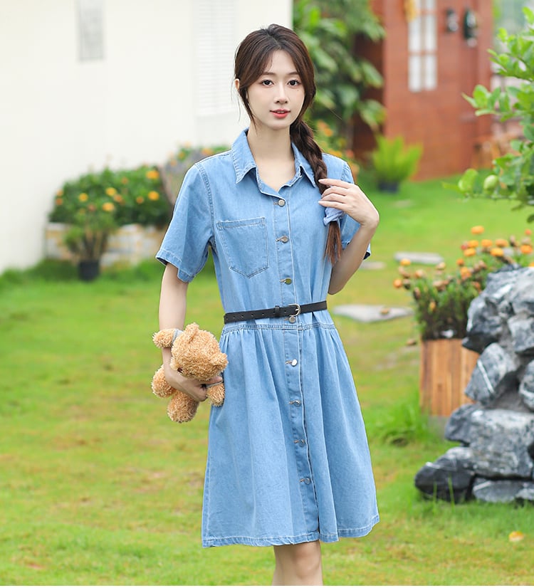 超人気 今季マストバイ カジュアル デニム ワンピース<ins-8332>