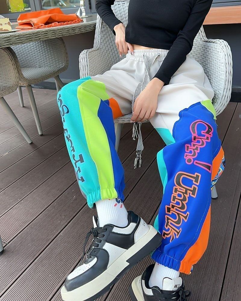 主役級切り替えカラフルパンツ全二色
