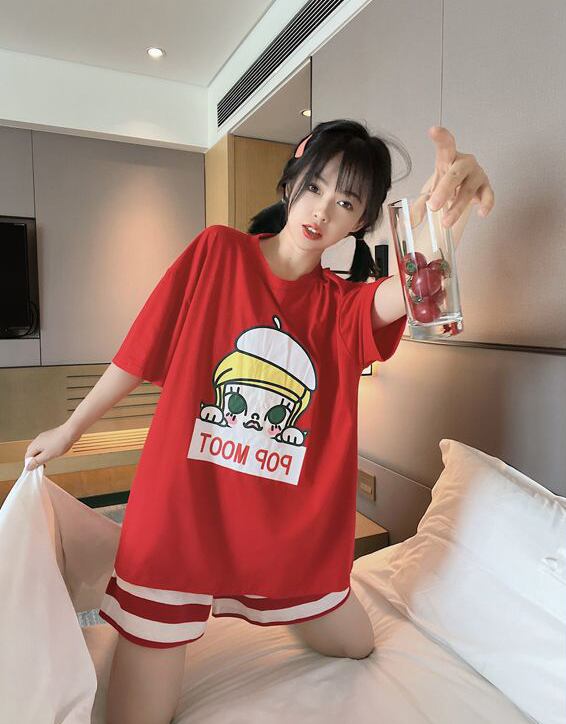 夏に嬉しい機能付き パジャマ 真夏も快適 全2色 半袖トップスⅹショートパンツセットE-9183