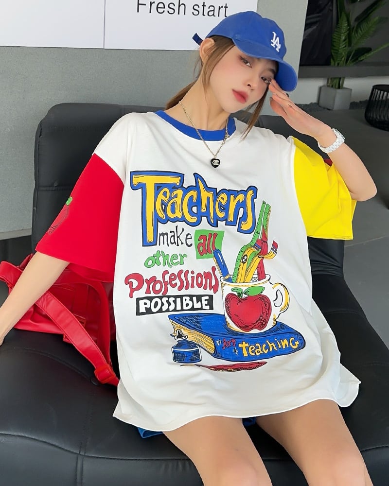 【半額！期間限定！！】カジュアル キュート ルーズ Tシャツ<ins-6611>