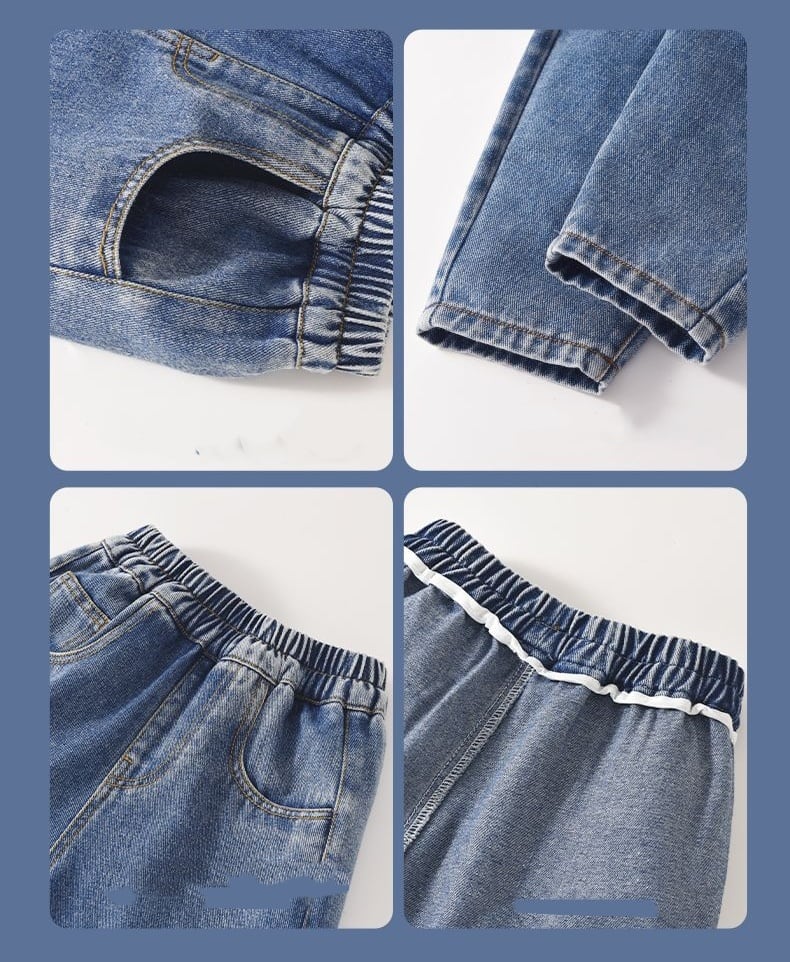 着回し力抜群 売り切れ必至 プラスベルベット 2色選択 デニム キッズ  パンツE-12302