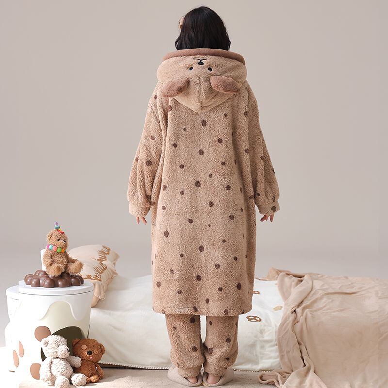 絶対欲しい コーラルベルベットパジャマ女性冬プラスベルベットと厚みのある 肌触り抜群 パジャマE-9826