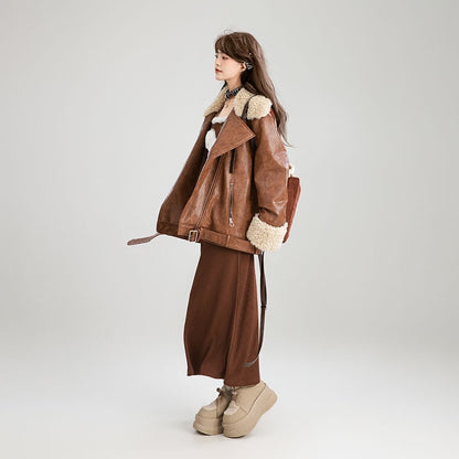 絶対流行 アバンギャルド おしゃれ度高め 切り替え 上品 Pu レザーコットンコート E-9883