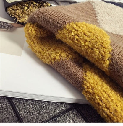 アーガイル オーバーサイズ ボア ニットカーディガン iEf-3833