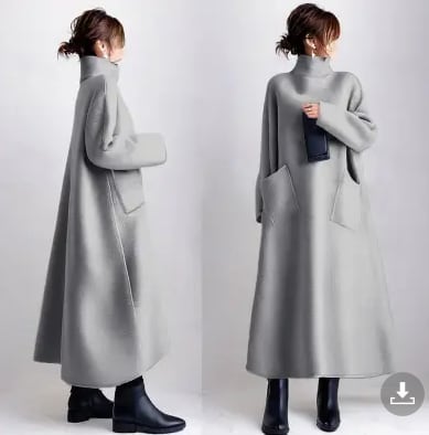 デザイン感抜群レイヤード風ゆったり全2色ケープコートE-12217