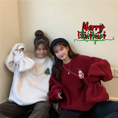 美人度アップ   ふわふわグラフィックロゴボアスウェットトップス全2色E-10116