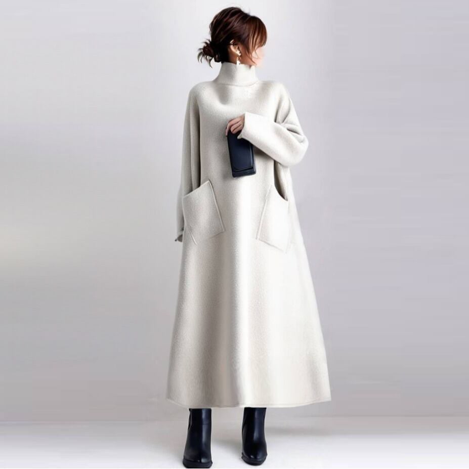 デザイン感抜群レイヤード風ゆったり全2色ケープコートE-12217