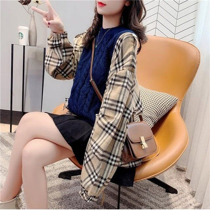 トップス ニット レディースチェック柄 3色 E-3835