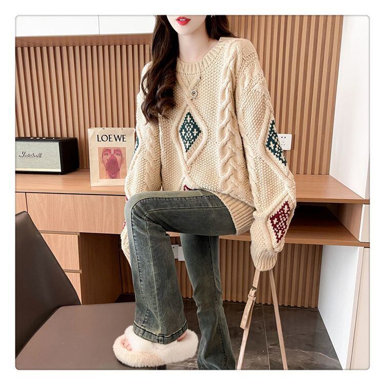 存在感抜群 おしゃれ度高め 柔らかくて優しい印象 ニットトップスE-9784