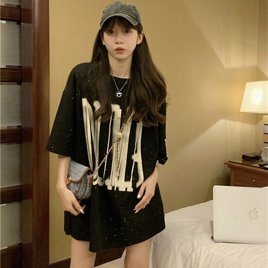 売り切れ必至 アバンギャルド 気質アップ おしゃれ度高め ルーズ 半袖 Tシャツ E-9289