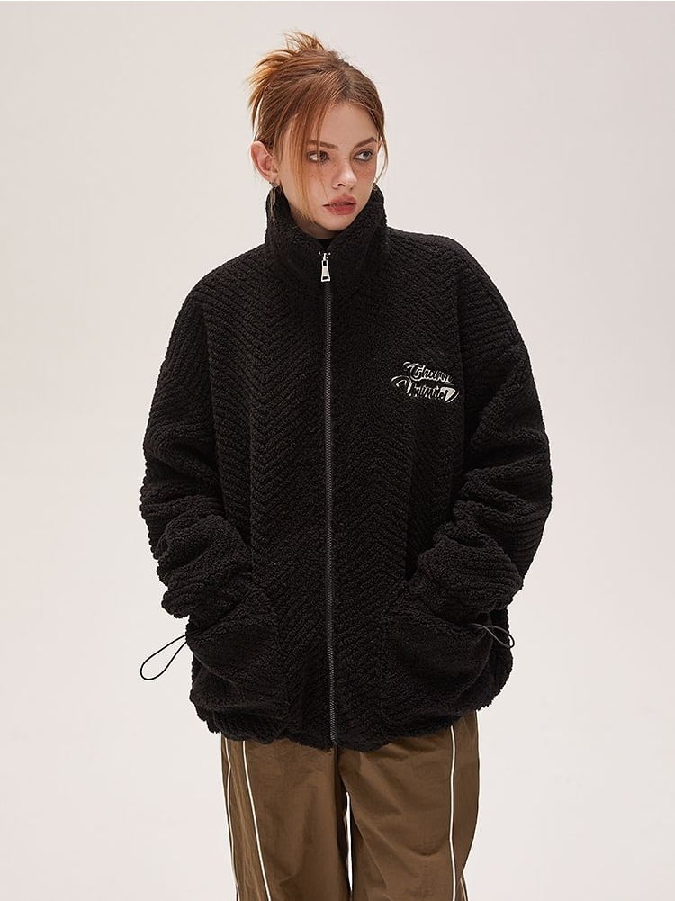 売り切れ必至  立体フェイクバックパックデザイン 2色展開 ボアジャケットE-12714