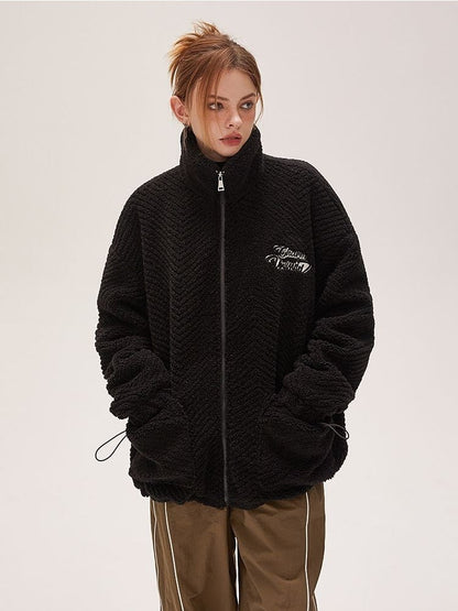 売り切れ必至  立体フェイクバックパックデザイン 2色展開 ボアジャケットE-12714