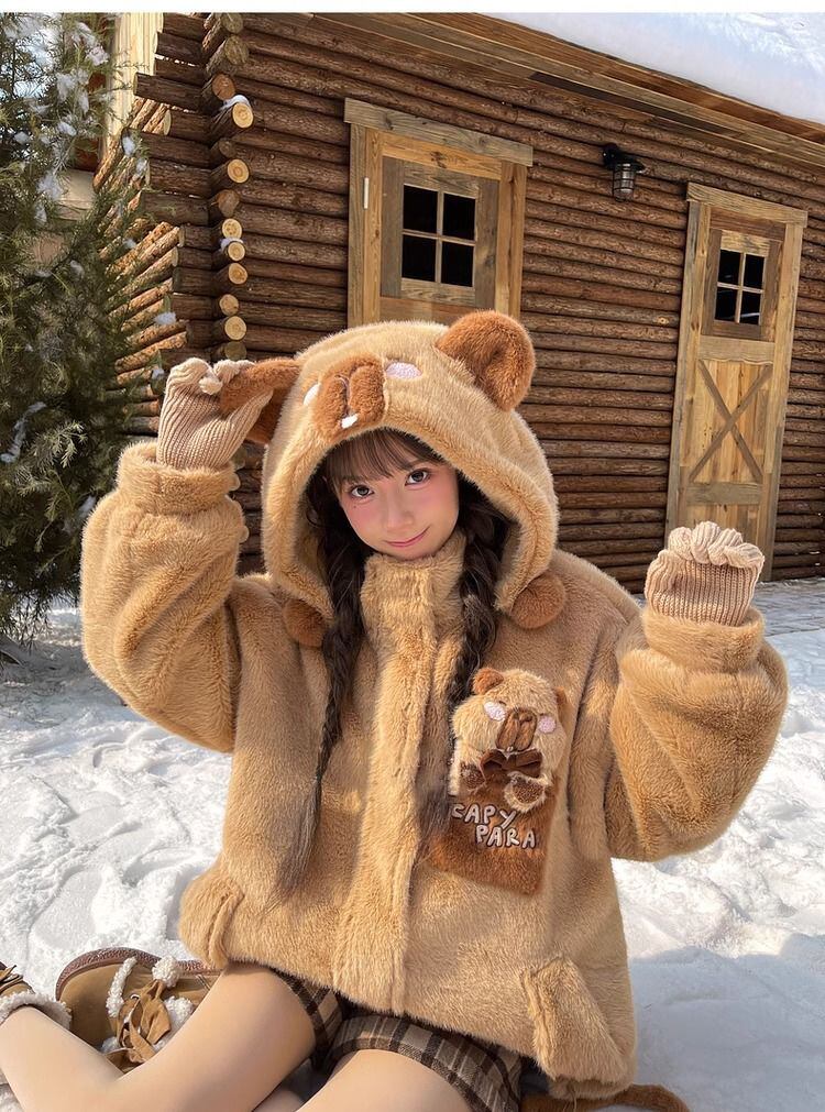絶対欲しい 個性的なデザイン 大人可愛い 上質 ぬいぐるみのパーカートップス E-9889