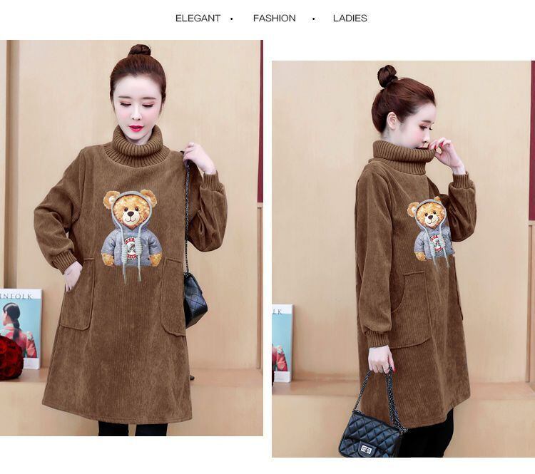 【裹起毛】質感のいい 4色デニム プラスベルベット長袖 ニット セーター E-10226