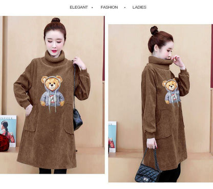 【裹起毛】質感のいい 4色デニム プラスベルベット長袖 ニット セーター E-10226