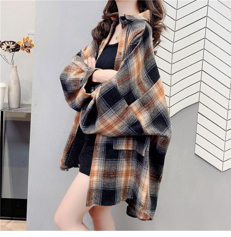 売り切れ必至 カジュアル 柔らかくて優しい印象 チェック柄 3色選択 シャツ E-9689