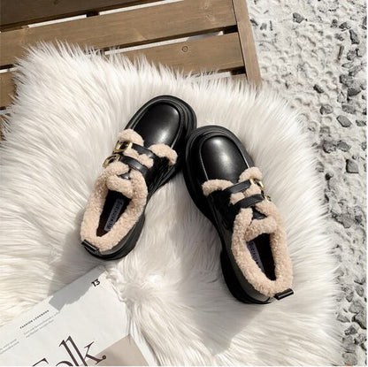 好感度満載 美感いっぱい 太ヒール スクエアトゥ ベルベット ローファー 革靴 2色選択可 シューズE-10551