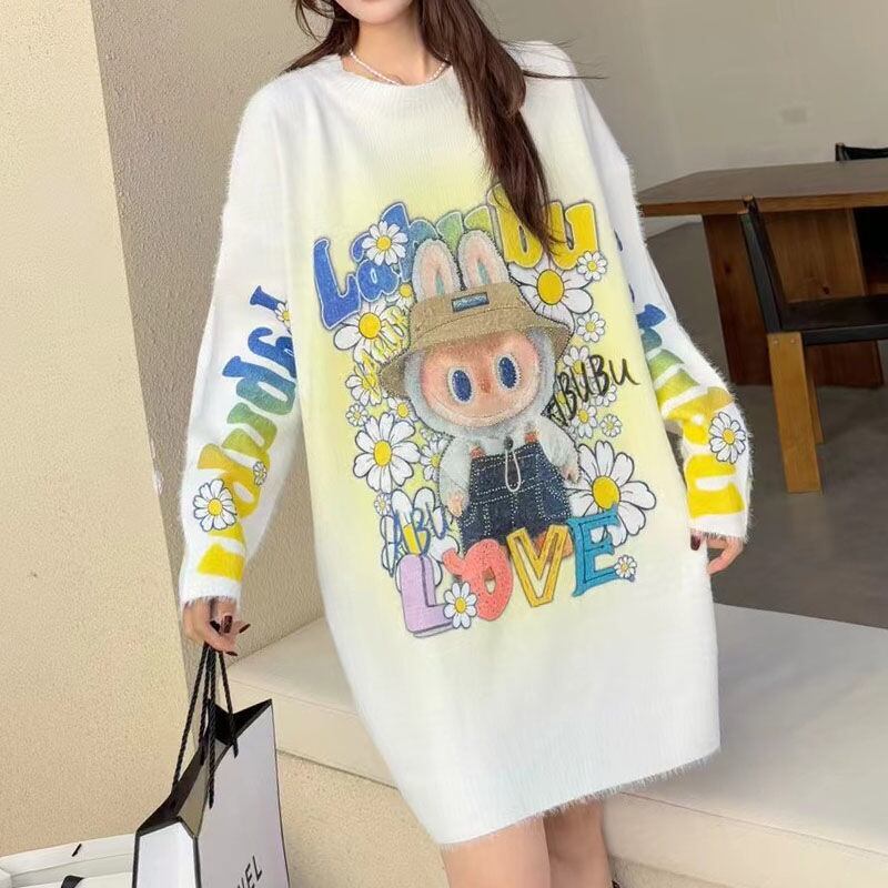 大人可愛い プラスベルベット デザイン性抜群 ニットE-10306